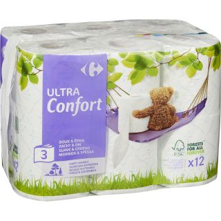 Carrefour Papel Higiénico 3 capas suave y grueso Ultra Confort Carrefour 32  rollos